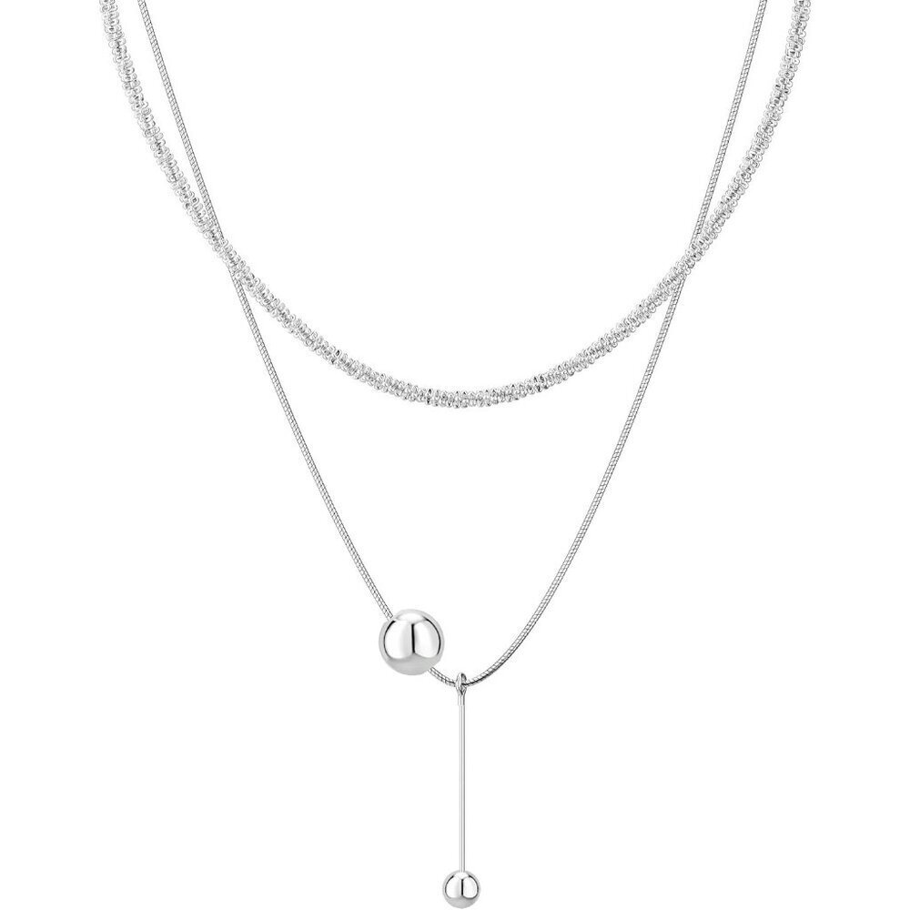 Women's Y Layered Bead Ball-S 14K Gold Plated Layered CZ Chain Jewlery For Women